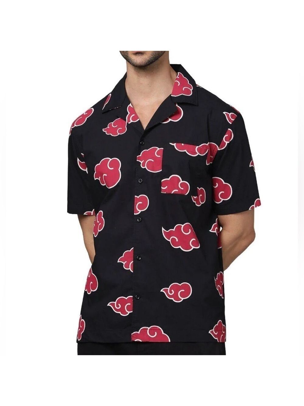 Naruto  Shippuden Akatsiku  Anime Black  w/Red Clouds  Cotton Shirt  large